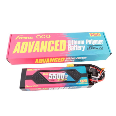 GENS ACE ADVANCED 5500 mAh 7.6V HV 100C HC WITH XT60-GEA55002S10X6