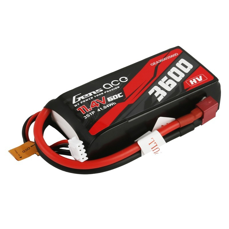 GENS ACE 3600 mAh 11.4V 60C HV 3S1P WITH XT60-T-PLUG - GEA36003S60D