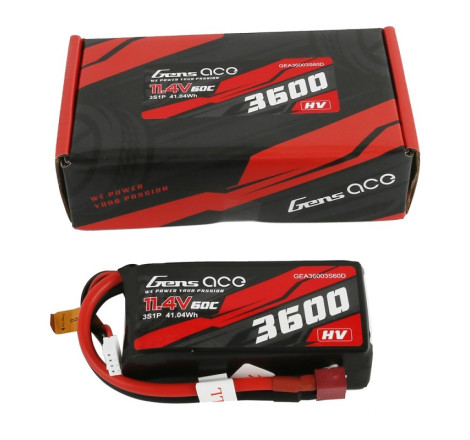 GENS ACE 3600 mAh 11.4V 60C HV 3S1P WITH XT60-T-PLUG - GEA36003S60D