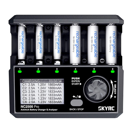 CARGADOR NC2500 NIMH AA/AAA 0.1-2.5A 240V AC SKYRC