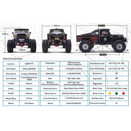 CHALLENGER 4x4 RTR 1:10 WATERPROOF TRAIL CRAWLER YELLOW RGT86170