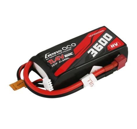 GENS ACE 3600 mAh 11.4V 60C HV 3S1P WITH XT60-T-PLUG - GEA36003S60D