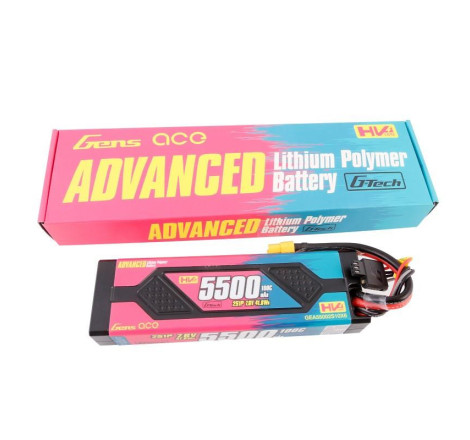 GENS ACE ADVANCED 5500 mAh 7.6V HV 100C HC WITH XT60-GEA55002S10X6