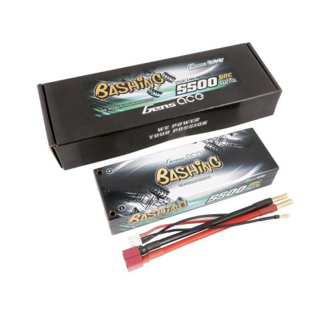 GENS ACE 5500 mAh 7.4V 60C HC WITH 4MM BANANA-GEA53002S60D10