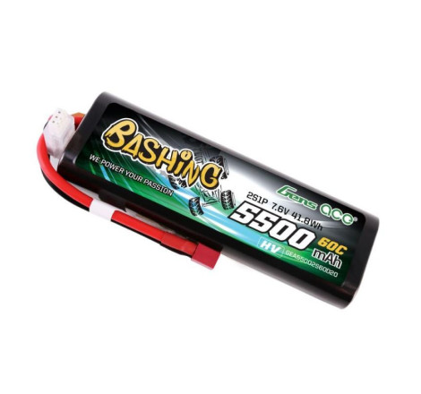 GENS ACE 5500 mAh 7.6V 60C 2S1P WITH T-DEAN BASHING SERIES - GEA55002S60D20