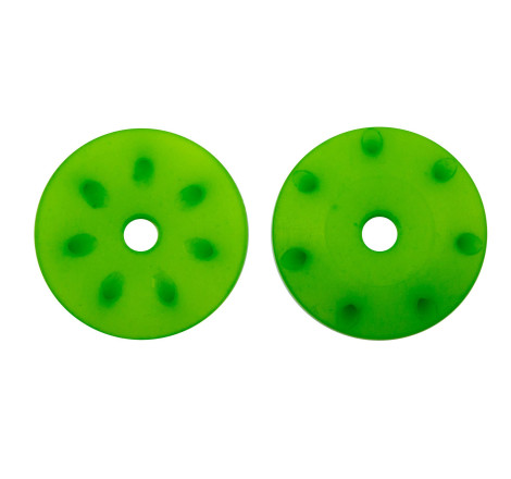 16mm CONICAL SHOCK PISTONS GREEN (1.3mm x 7 angled holes) (2pcs)
