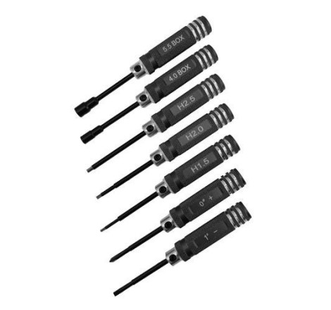 TOOLS SET Hex 1.5/2.0/2.5mm/Phillips 0 + / Flat 1 - / Socket 4.0/5.5mm