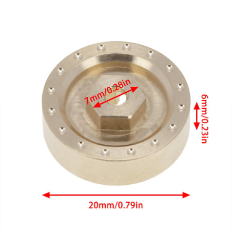 AXIAL SCX24 6mm BRASS WHEEL WEIGHT WITH HEX ADAPTOR (4pcs)