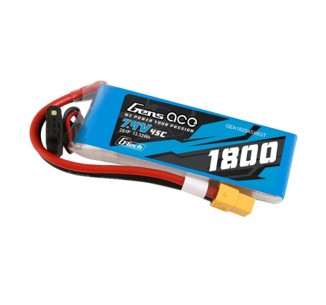 GENS ACE G-TECH 1800 mAh 7,4V 45C 2S1P WITH XT60  - GEA182S45X6GT