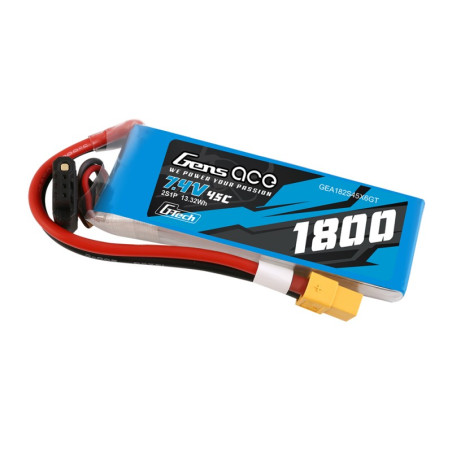 GENS ACE G-TECH 1800 mAh 7,4V 45C 2S1P WITH XT60  - GEA182S45X6GT