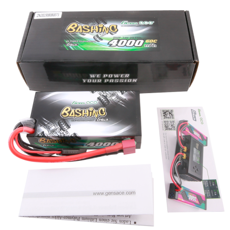 GENS ACE G-TECH 4000 mAh 7.4V 60C 2S1P WITH T-DEAN  BASHING SERIES - GEA402S60D48GT