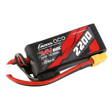 GENS ACE G-TECH SOARING 2200 mAh 7.4V 60C 2S1P WITH XT60-GEA222S60X6GT