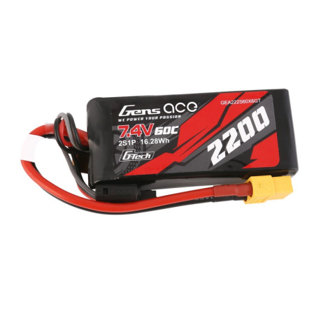 GENS ACE G-TECH SOARING 2200 mAh 7.4V 60C 2S1P WITH XT60-GEA222S60X6GT