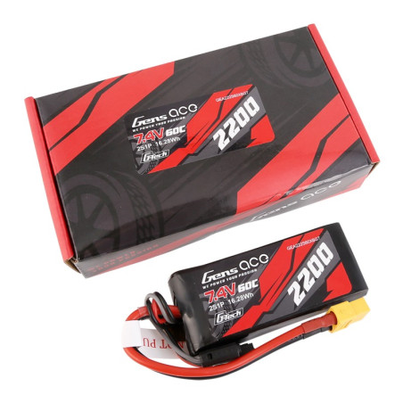 GENS ACE G-TECH 2200 mAh 7.4V 60C 2S1P WITH XT60-GEA222S60X6GT