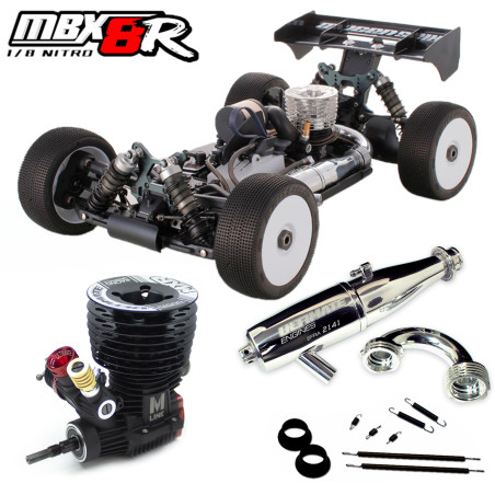 COMBO COCHE 1/8 OFF ROAD MBX8R + MOTOR MXR + ESCAPE COMPLETO 2141