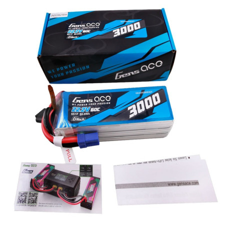 GENS ACE G-TECH 3000mAh 22.2V 60C 6S1P WITH EC5 - GA6S300060E5