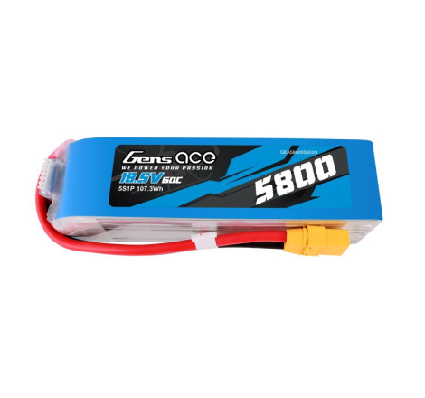 GENS ACE 5800 mAh 18.5V 60C 5S1P WITH XT90 -GEA58005S60X9