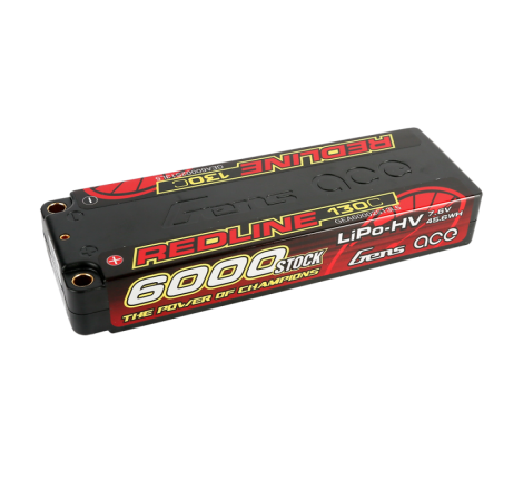 GENS ACE REDLINE SERIES 6000 mAh 7.6V HV 130C 2S2P HC 5,0mm BANANA BULLET - GEA60002S13L5