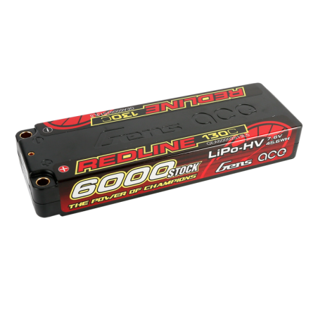 GENS ACE REDLINE SERIES 6000 mAh 7.6V HV 130C 2S2P HC 5,0mm BANANA BULLET - GEA60002S13L5