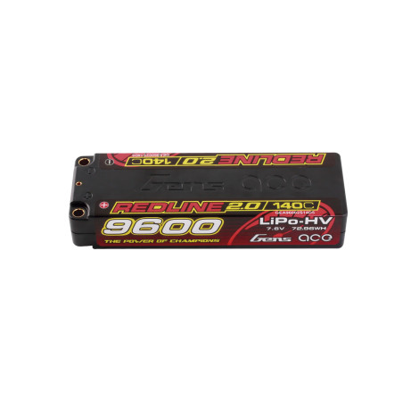 GENS ACE REDLINE SERIES 9600 mAh 7.6V HV 140C 2S1P HC 5,0mm BANANA BULLET-GEA96002S14D5