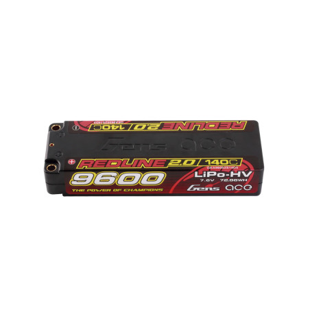 GENS ACE REDLINE SERIES 9600 mAh 7.6V HV 140C 2S1P HC 5,0mm BANANA BULLET-GEA96002S14D5