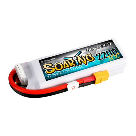 GENS ACE SOARING 2200 mAh 14.8V 30C 4S1P WITH XT60-GEA22004S30X6