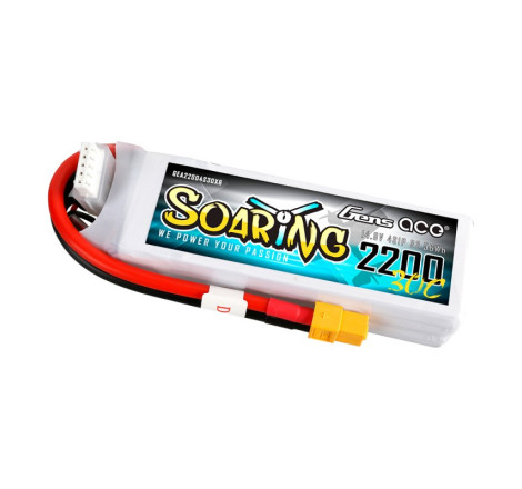 GENS ACE SOARING 2200 mAh 14.8V 30C 4S1P WITH XT60-GEA22004S30X6