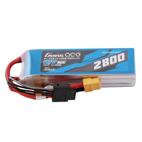 GENS ACE G-TECH SOARING 2800 mAh 11.1V 60C 3S1P WITH XT60-GEA283S60X6GT