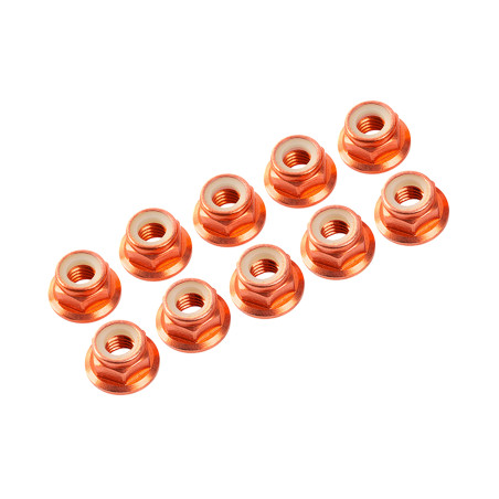 AUTOBLOCANTE ALU. M4 FLANGED NARANJA (10u.)