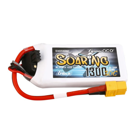 GENS ACE G-TECH SOARING 1300 mAh 7.4V 30C 2S1P WITH XT60-GEA132S30X6GT