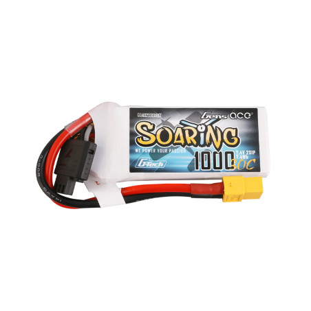 GENS ACE G-TECH SOARING 1000 mAh 7.4V 30C 2S1P WITH XT60-GEA102S30X6GT