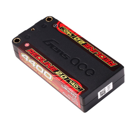 GENS ACE REDLINE 2.0 SERIES 4400 mAh SHORTY 7.6V HV 140C 2S1P HC 5.0mm BANANA BULLET - GEA44002S14S5