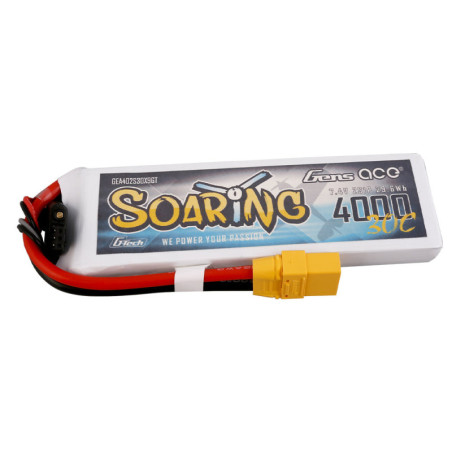 GENS ACE G-TECH SOARING 4000 mha 7.4V 30C 2S1P WITH XT90 - GEA402S30X9GT