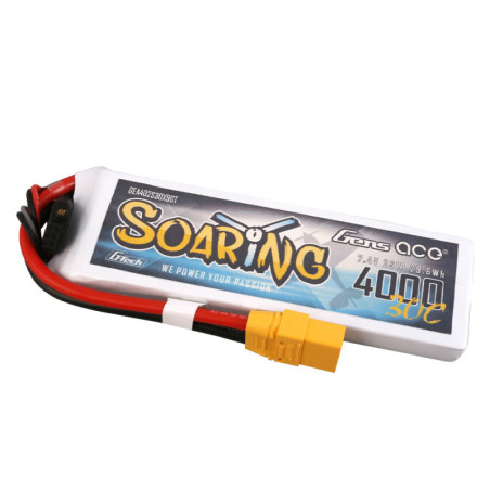 GENS ACE G-TECH SOARING 4000 mha 7.4V 30C 2S1P WITH XT90 - GEA402S30X9GT