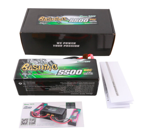 GENS ACE G-TECH 5500 mAh 14.8V 60C HC 4S1P WITH T-DEAN BASHING SERIES - GEA554S60X9GT