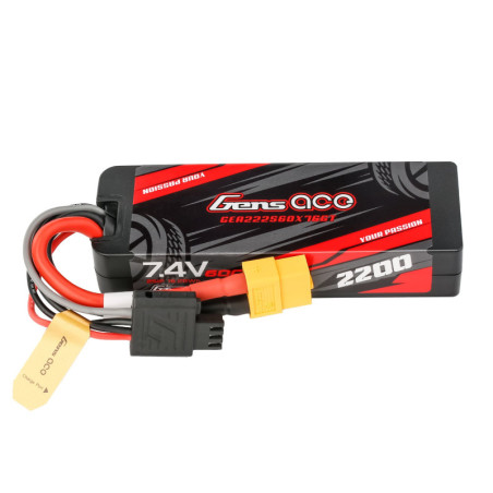 GENS ACE G-TECH 2200 mAh 7.4V 60C 2S1P GRP-76 WITH XT60-GEA222S60X76GT