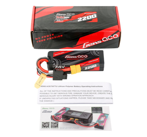 GENS ACE G-TECH 2200 mAh 7.4V 60C 2S1P GRP-76 WITH XT60-GEA222S60X76GT