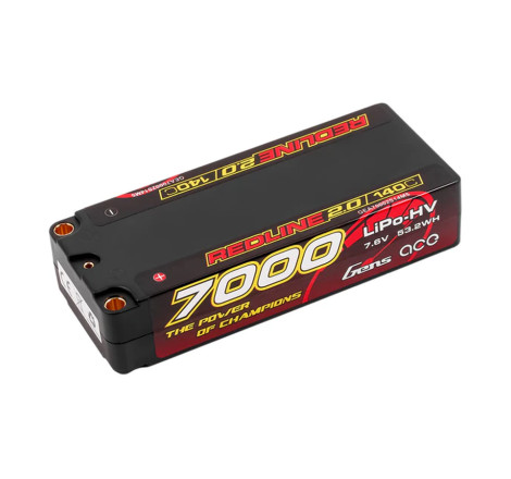GENS ACE REDLINE 2.0 SERIES 7000 mAh MID SHORTY 7.6V HV 140C 2S2P HC 5,0mm BANANA BULLET - GEA70002S14M5