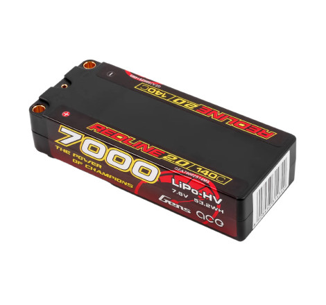 GENS ACE REDLINE 2.0 SERIES 7000 mAh MID SHORTY 7.6V HV 140C 2S2P HC 5,0mm BANANA BULLET - GEA70002S14M5