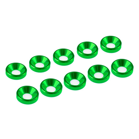 ARANDELA ALU. CONICA M4 VERDE (10u.)