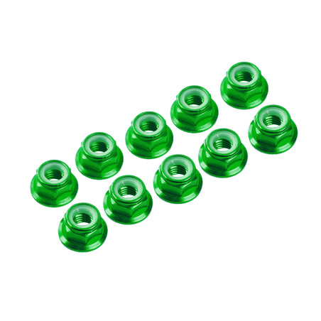 AUTOBLOCANTE ALU. M4 FLANGED VERDE (10u.)