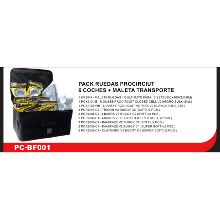 PACK RUEDAS PROCIRCIUT 6 COCHES + MALETA TRANSPORTE