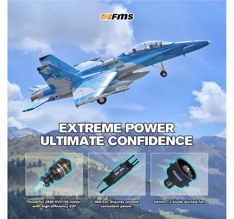 AVION EDF F-18 HORNET (SIM) GRIS 64MM PNP FMS