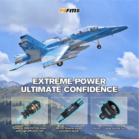 AVION EDF F-18 HORNET (SIM) GRIS 64MM PNP FMS