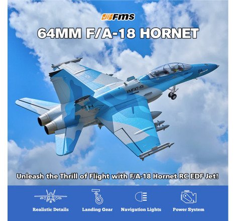 AVION EDF F-18 HORNET (SIM) GRIS 64MM PNP FMS