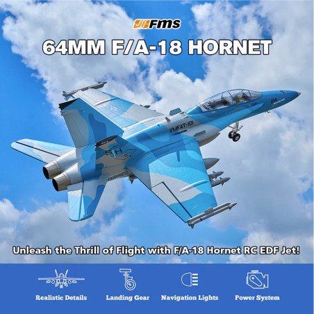 AVION EDF F-18 HORNET (SIM) GRIS 64MM PNP FMS