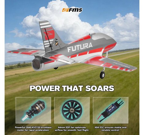 FMS 64MM EDF FUTURA PNP RED