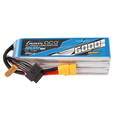 GENS ACE SPORT G-TECH 6000 mha 22.2V 80C 6S1P WITH XT90 (700 HELI)- GEA606S80SX9GT