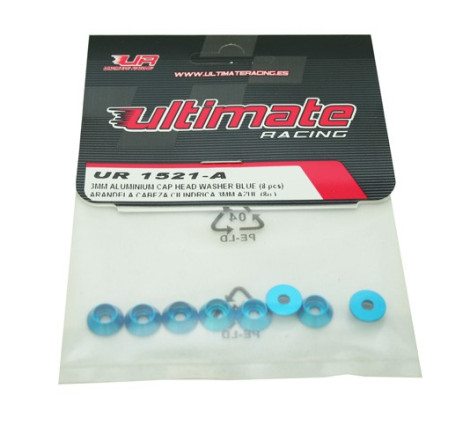 3MM ALUMINIUM CAP HEAD WASHER BLUE (8 pcs)