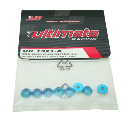 3MM ALUMINIUM CAP HEAD WASHER BLUE (8 pcs)